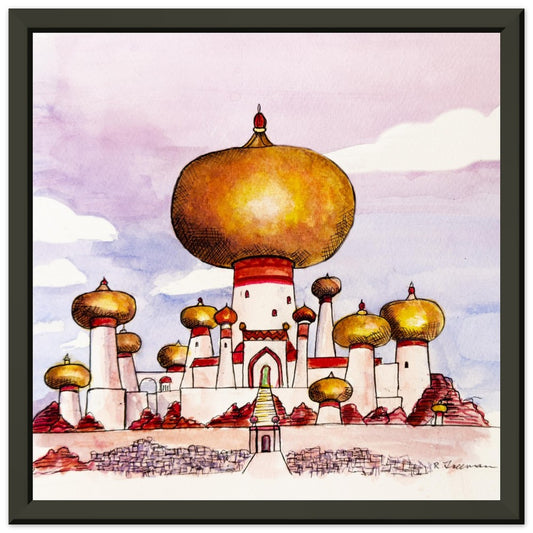 Jasmines Castle Disneys Aladdin - Framed Watercolor Print