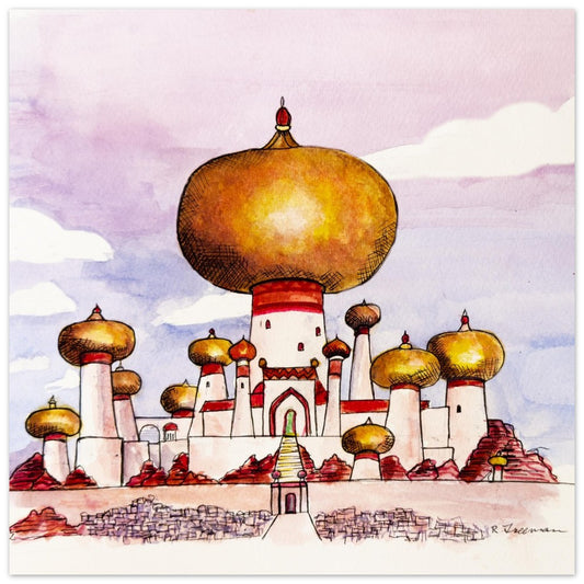 Jasmines Castle Disneys Aladdin - Watercolor Print - Premium Matte Paper Poster