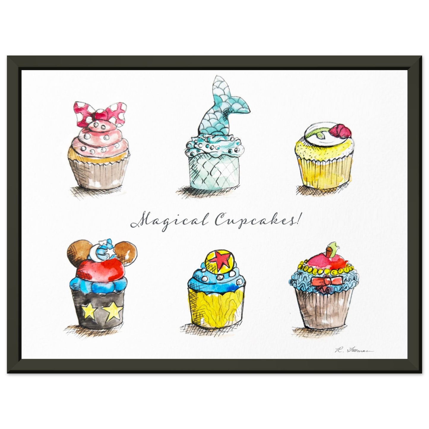 Magical Cupcakes Framed Watercolor