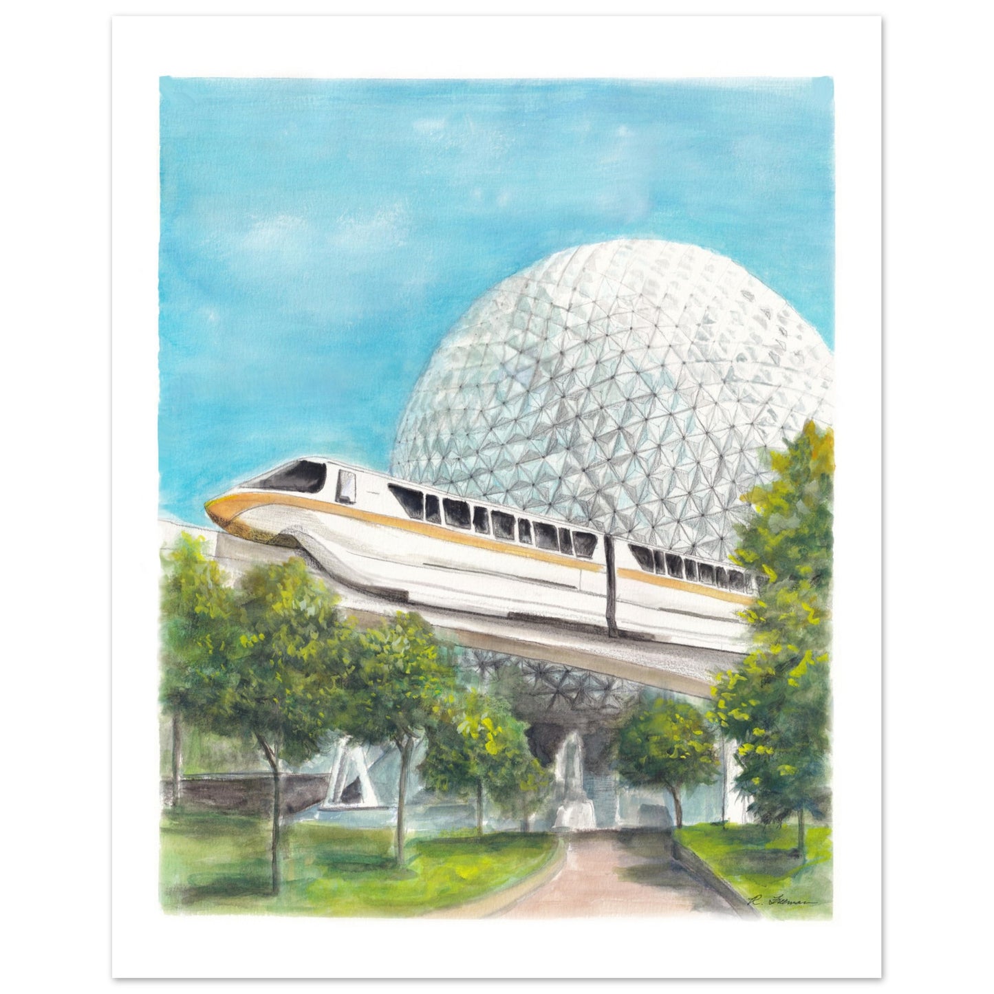 Spaceship Earth Watercolor Print