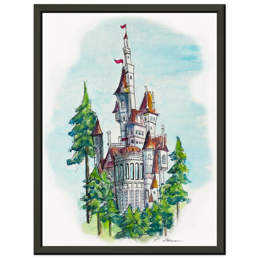 Beasts Castle from Disney - Framed Premium Matte Paper Poster
