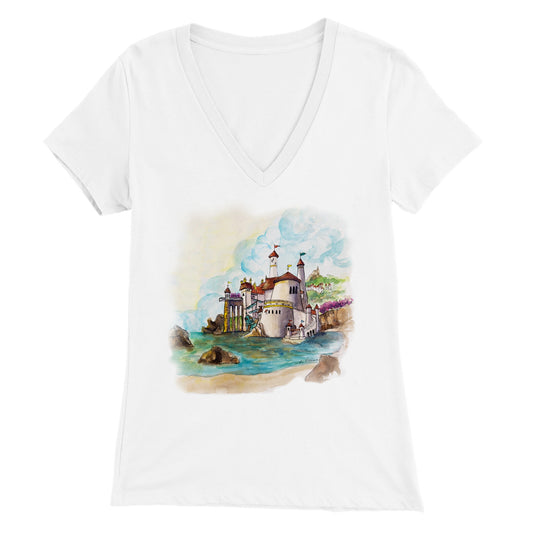 The Little Mermaid Castle - Premium Womens V-Neck T-shirt