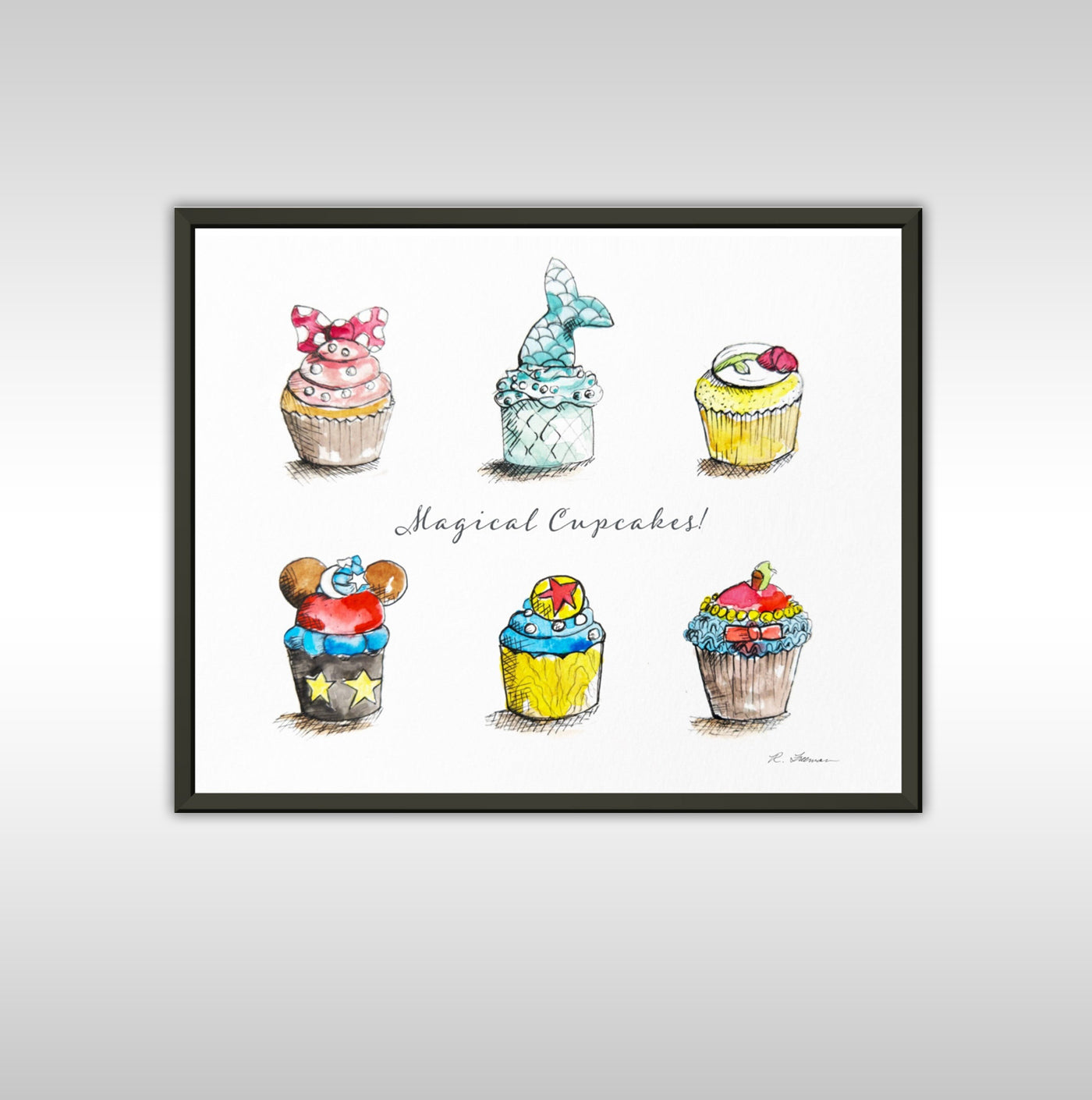 Magical Cupcakes Framed Watercolor