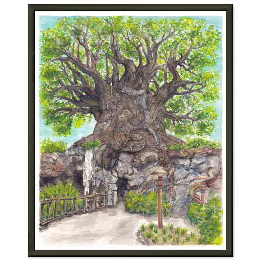 Tree of Life Watercolor  - Black Metal Framed Print 16" x 20"