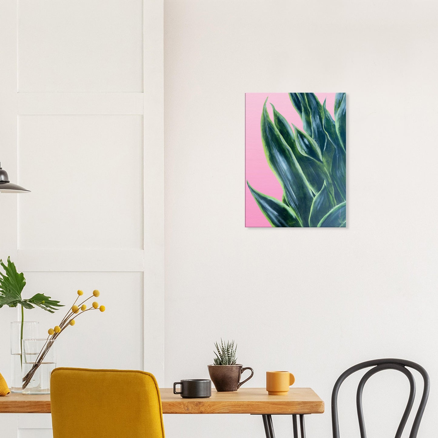 Snake Plant on Ombre Pink Background - Canvas Print