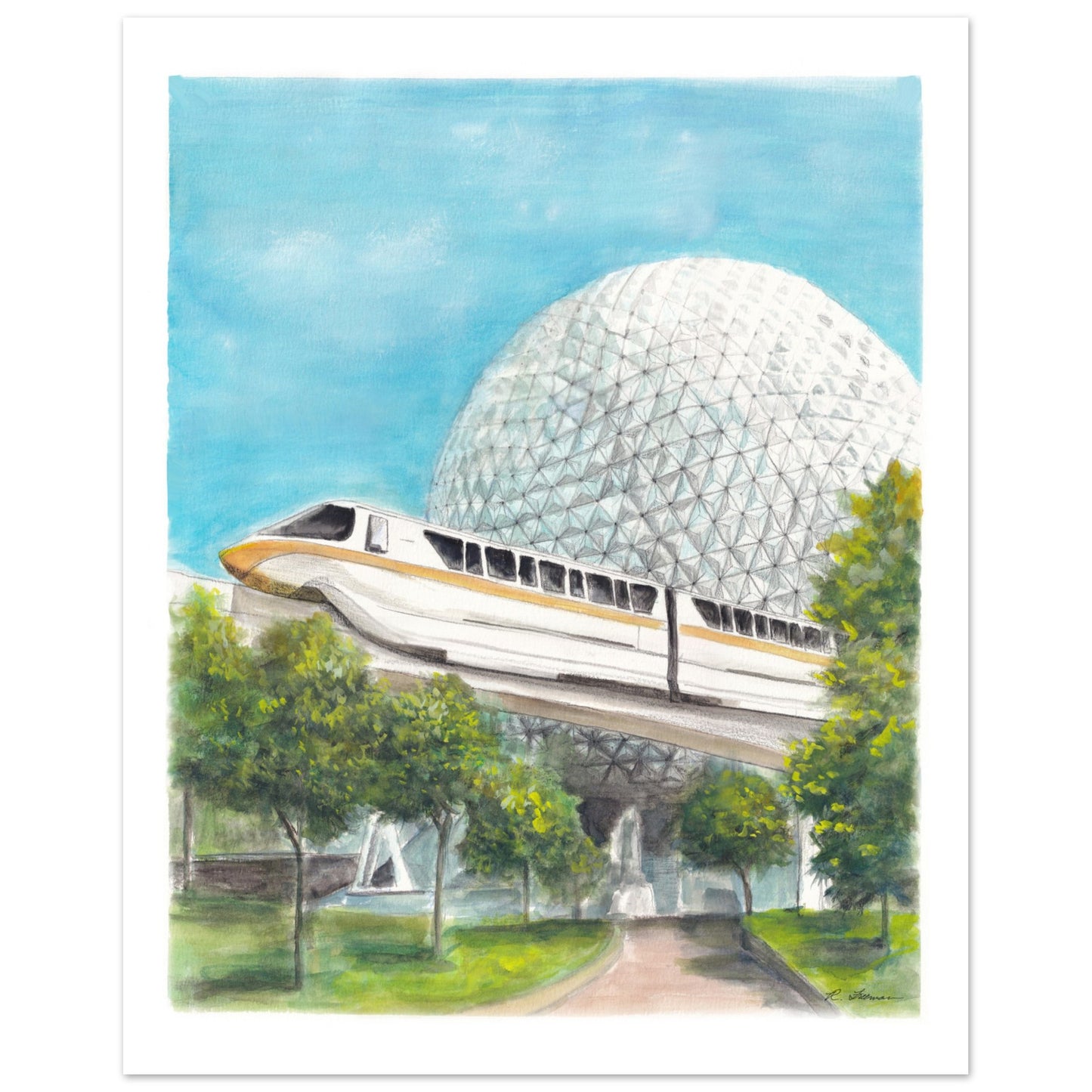 Spaceship Earth Watercolor Print